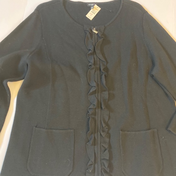 Talbot’s Zip Up cardigan sweater ruffled front NEW - Picture 2 of 7